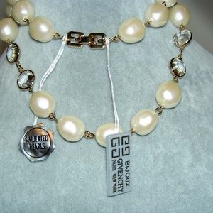 Authentic GIVENCHY Crystal Faux Baroque Pearl 24" Necklace NEW “FIRM PRICE”